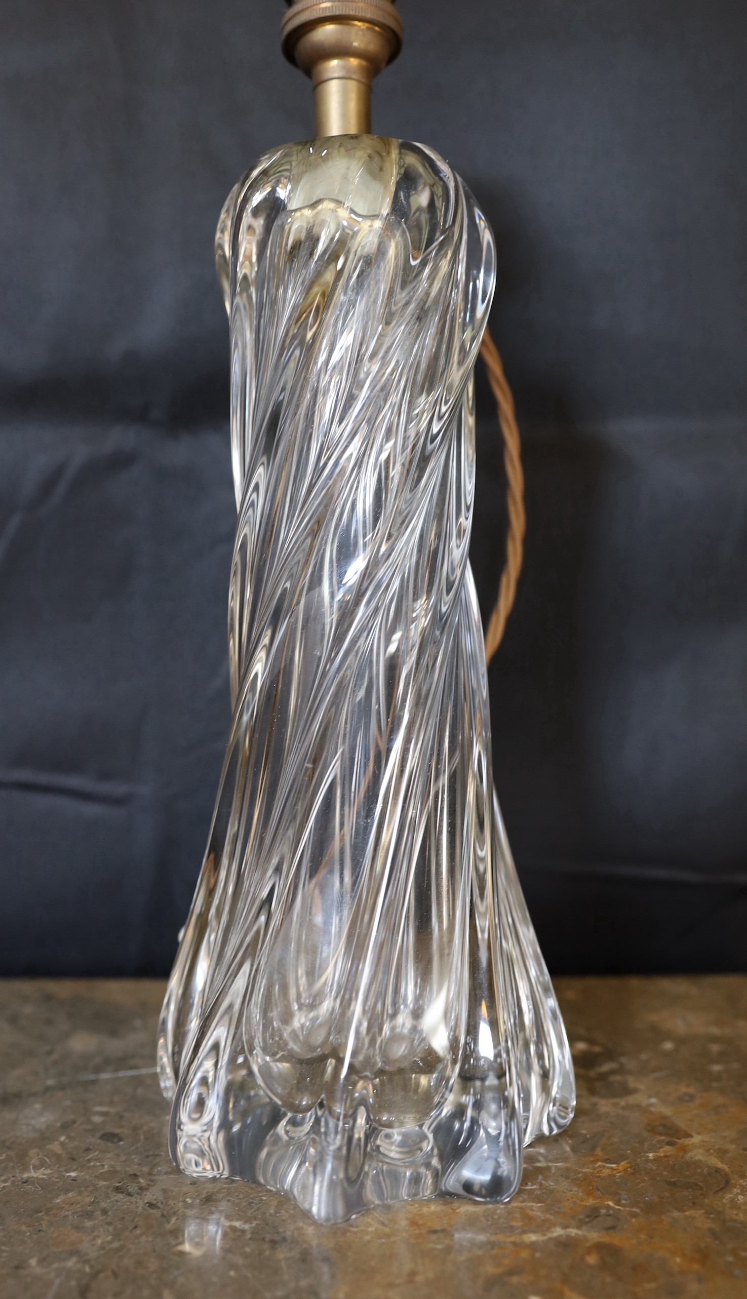 A 1960s Murano clear glass table lamp, height 31cm